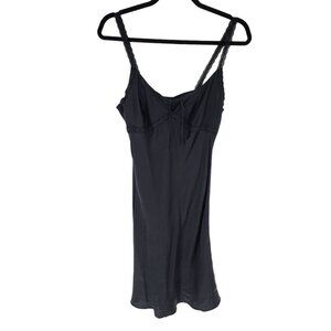 Hanro of Switzerland womens XS black intimate slip night dress silk lace trim